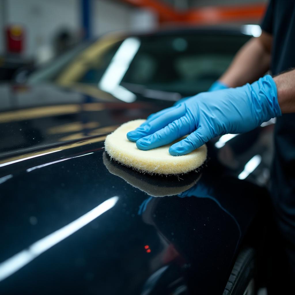 Close-up of water beading on ceramic coated paint at Precision Window Tint