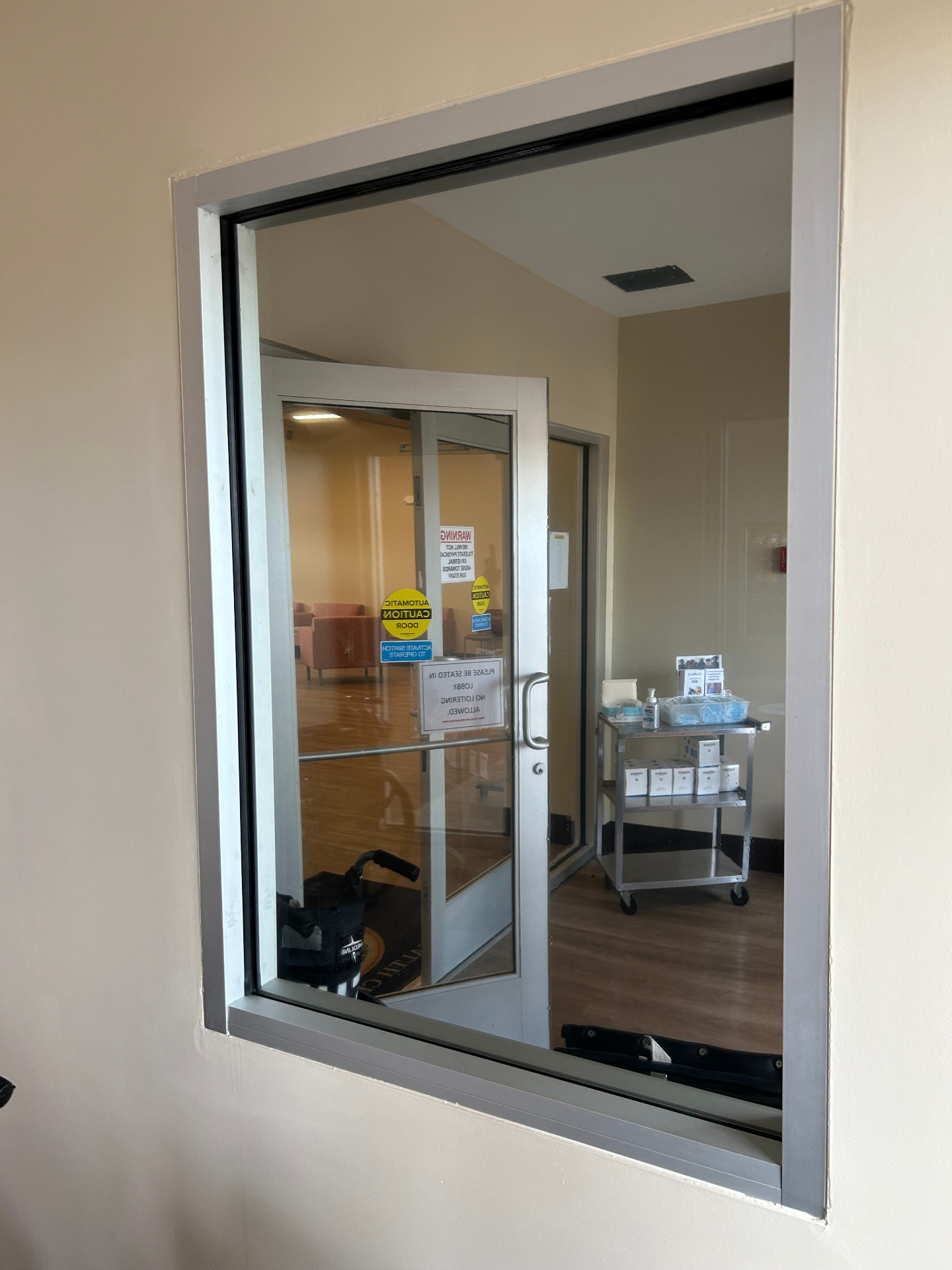 Frosted privacy window film example used in interior glass