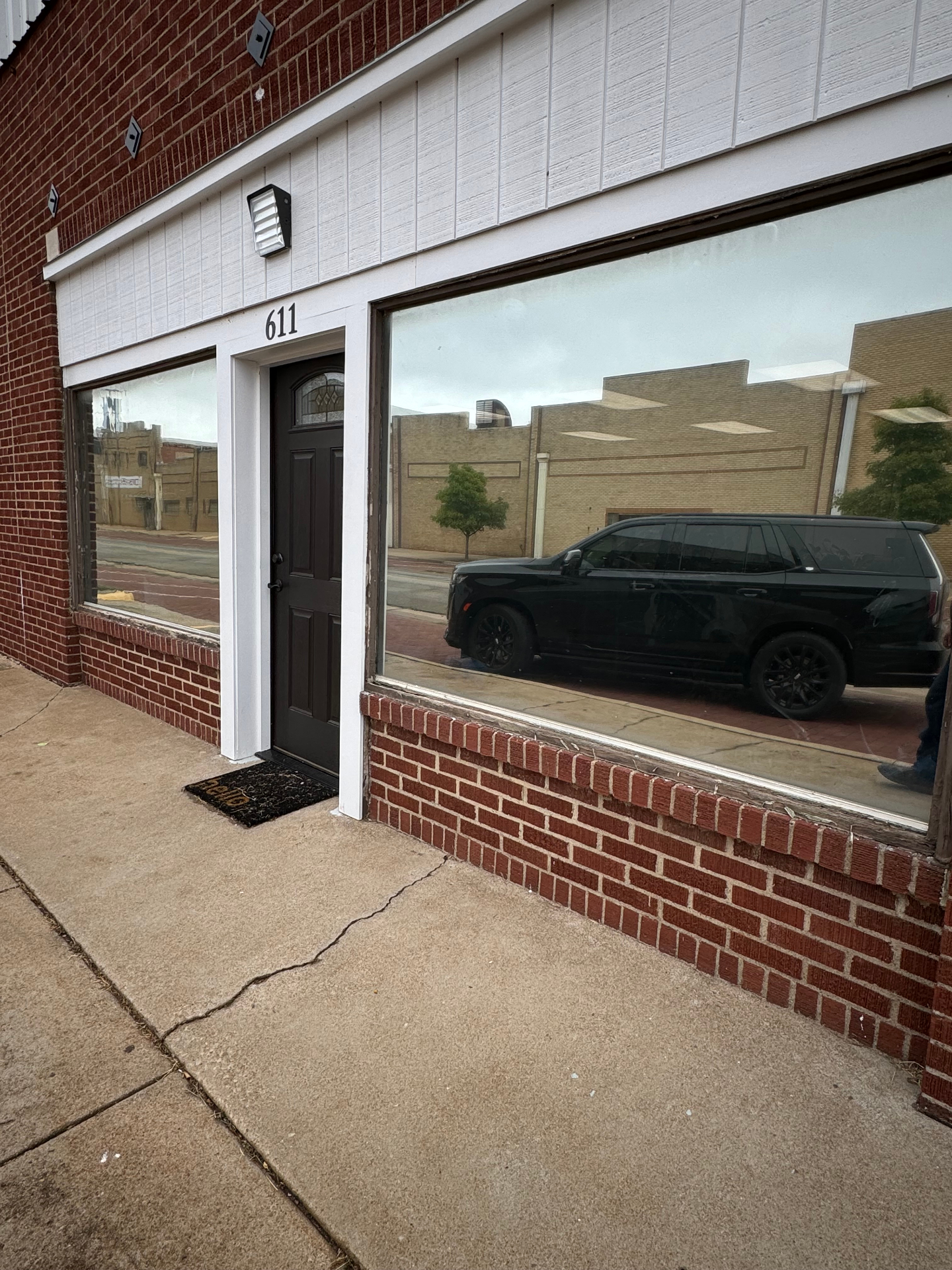 Storefront window tint on commercial building