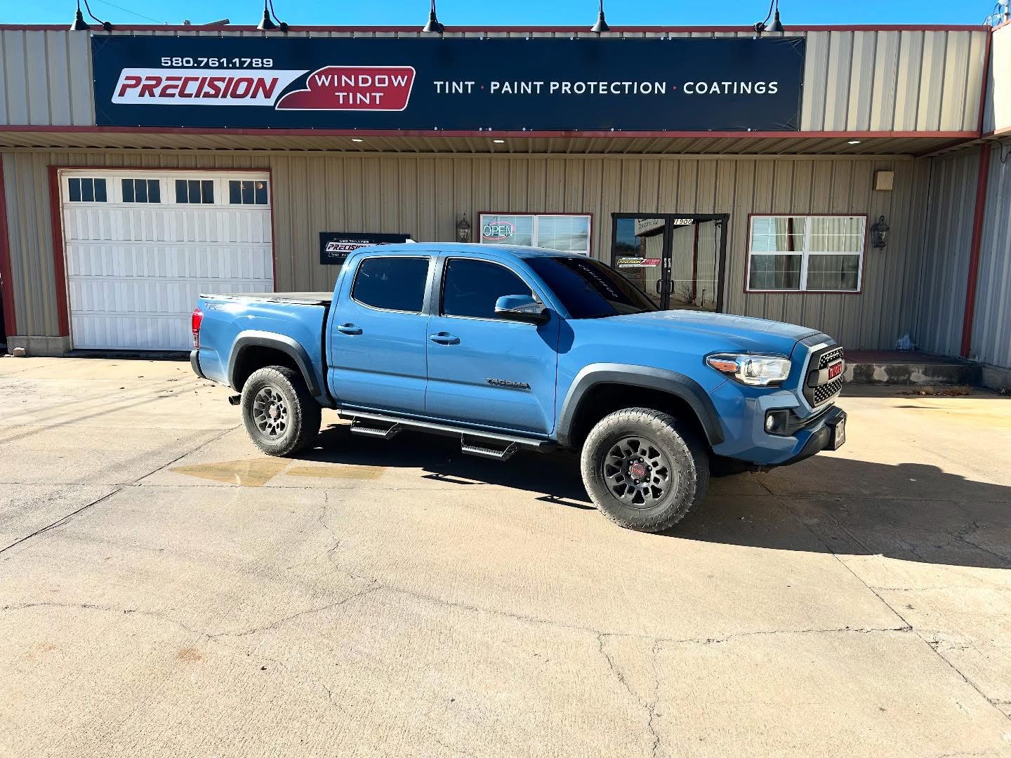 Toyota Tacoma tinted windows at Precision Window Tint shop