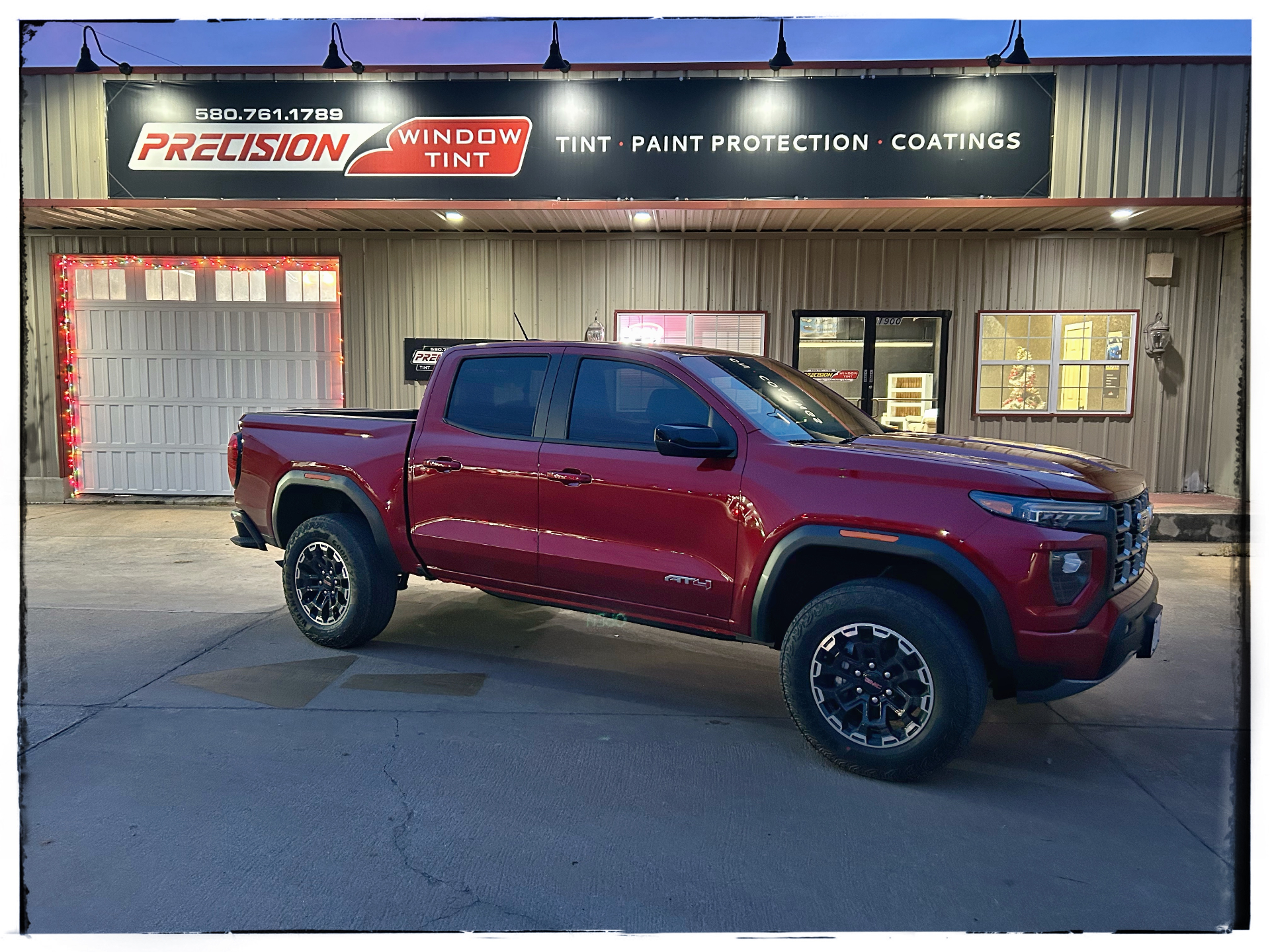 Tinted truck at Precision Window Tint shop